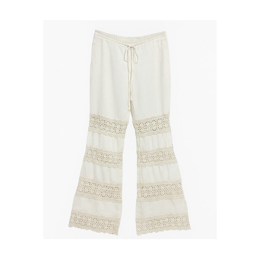 Johnny Was White 100% Linen Crochet Wide Legged Pants – XS